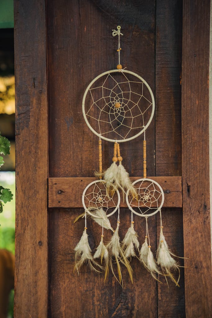 Dreamcatcher on Wooden Door