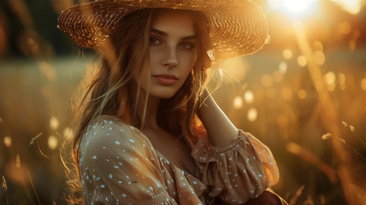 warm inviting woman who is glowing with love with boho vibes