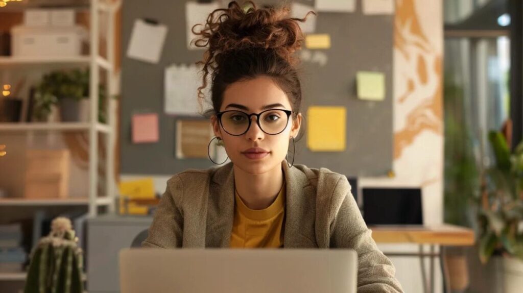 Woman working at laptop OBM Business Model